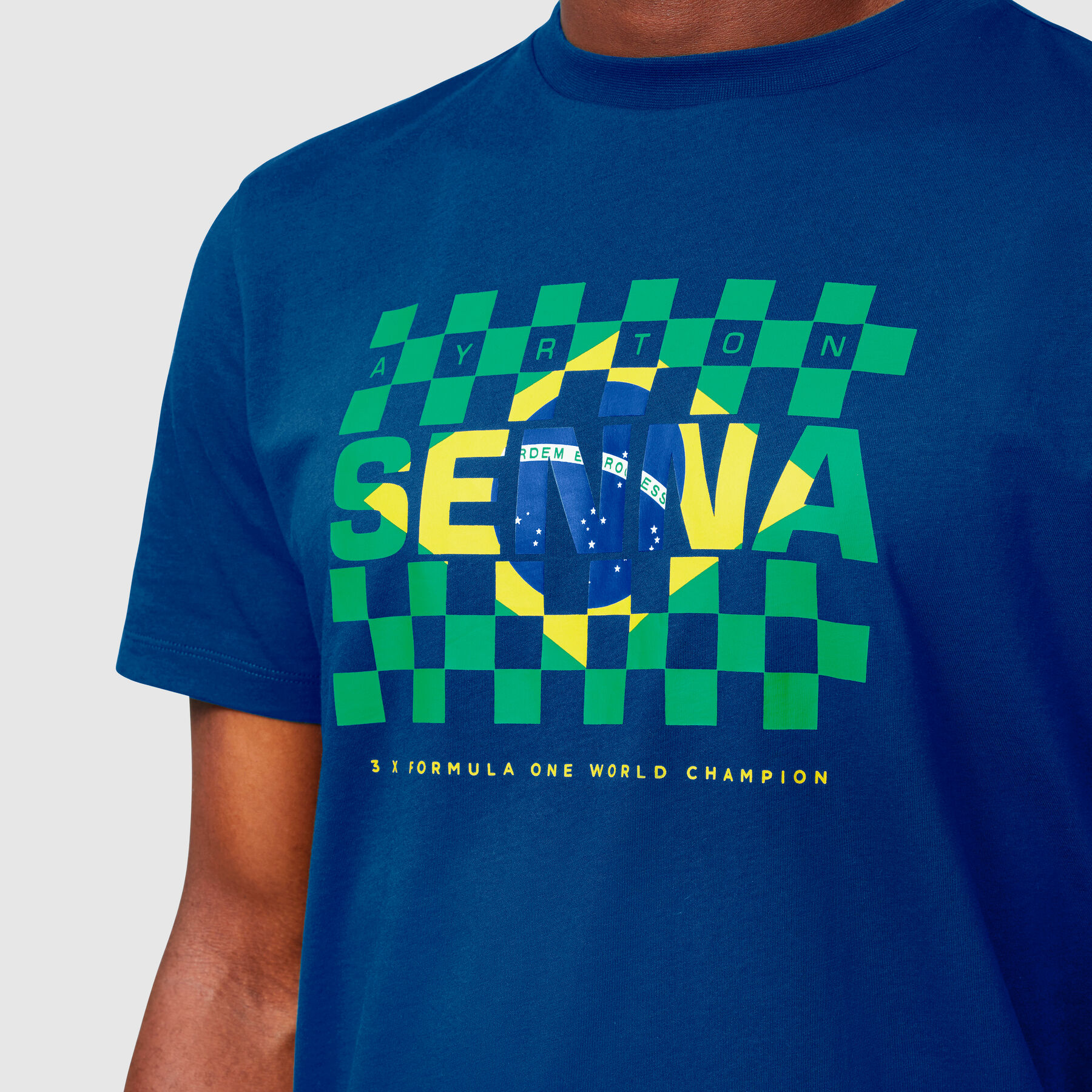 Navy Ayrton Senna Mens Flag Tee Offizielle Merchandise Kollektion 